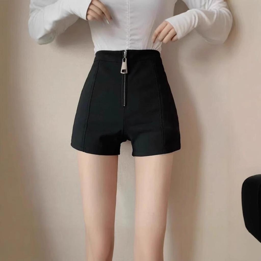 2025 Summer Plus Size High Waist Black A-Line Wide Leg Shorts for Women