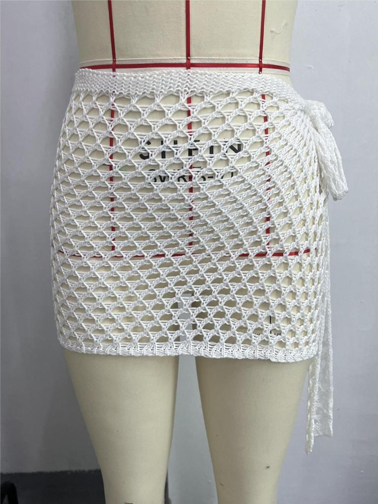 Women's European & American Sexy Knit Cutout See-through Short Beach Skirt