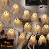 LED Szellem Fényfüzér Kézzel készített Világító Halloween Szövet Szellem Girland Parti Kísértetjárta Ház Kandalló Veranda Dekoráció