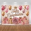 Spanish Happy Birthday Theme Background Supplies Colorful Balloon Birthday Party Decor Backdrop Banner Kid Gift Photo Shoot Prop