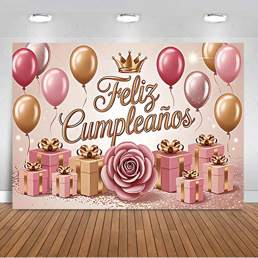 Spanish Happy Birthday Theme Background Supplies Colorful Balloon Birthday Party Decor Backdrop Banner Kid Gift Photo Shoot Prop