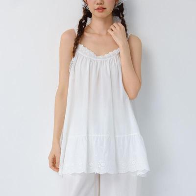 Neues Koreanisches Damen Baumwoll-Stickerei Lagen-Camisole-Weste - Frühling/Sommer Japanischer Stil Lockerer Schnitt.