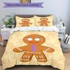 3Pcs Gingerbread Man Printed Bedding Set, Breathable And Soft, Machine Washable, Christmas Gift, Suitable for Bedroom Decoration, 15195