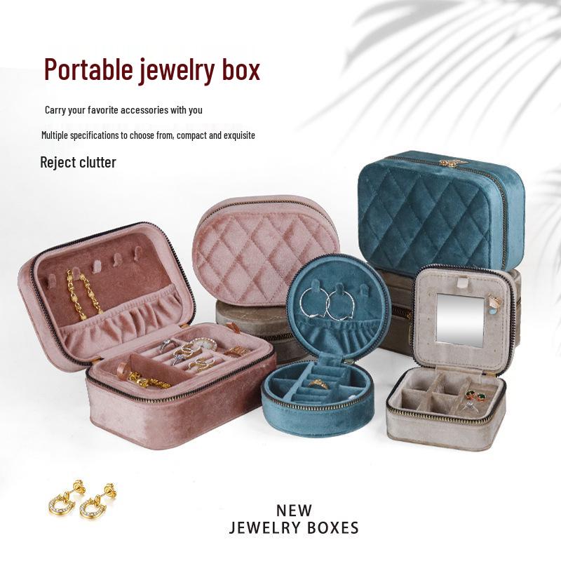 Boîte à Bijoux de Luxe en Velours pour Bagues, Colliers et Puces d'Oreilles - Solution de Rangement Portable et Élégante