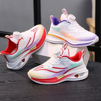 Sapatos esportivos infantis com botões giratórios, calçados casuais de rede com sola macia, para meninos, calçados esportivos ao ar livre