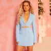 MAITA Women Sexy V-neck Lapel Solid Color Hollow Fake Two Piece Slim Blazer Dress