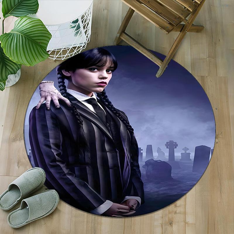1pc Addams Family Wednesday2 Print Round Carpet Chair Round Carpet Suitable for Bedroom Living Room Home Decorative Carpet