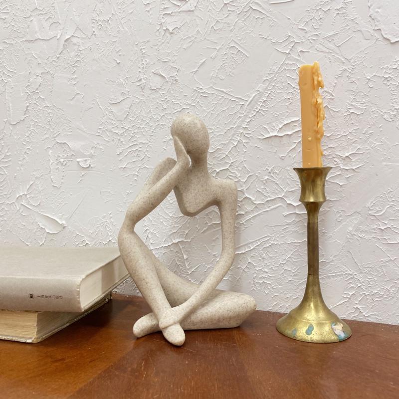 Korean Style Abstract Thinker Resin Figure Ornament for Home Décor and Photography Props