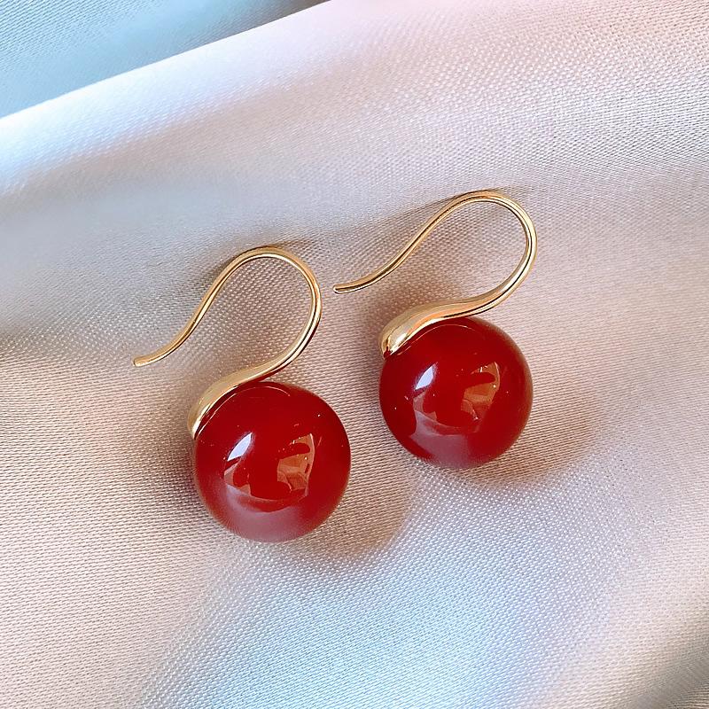 Red Agate Earrings for Women, Elegant Hook Design Retro Bohemian Earrings, Fashionable New Arrival Birthday Gift for Her