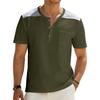 Men's Round Neck Single Breasted Casual Sportswear With Pockets And Contrasting Colors Short Sleeved