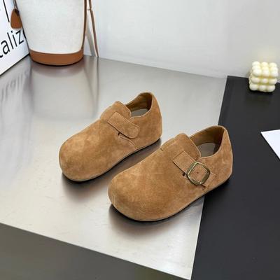 Retro Leather Inner Height Increase Women's Autumn New Belt Buckle Versatile Non-slip One-pedal Single Shoes