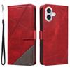 For iPhone 17 Leather Case Geometric Line Design Wallet Phone Cover with Wrist Strap