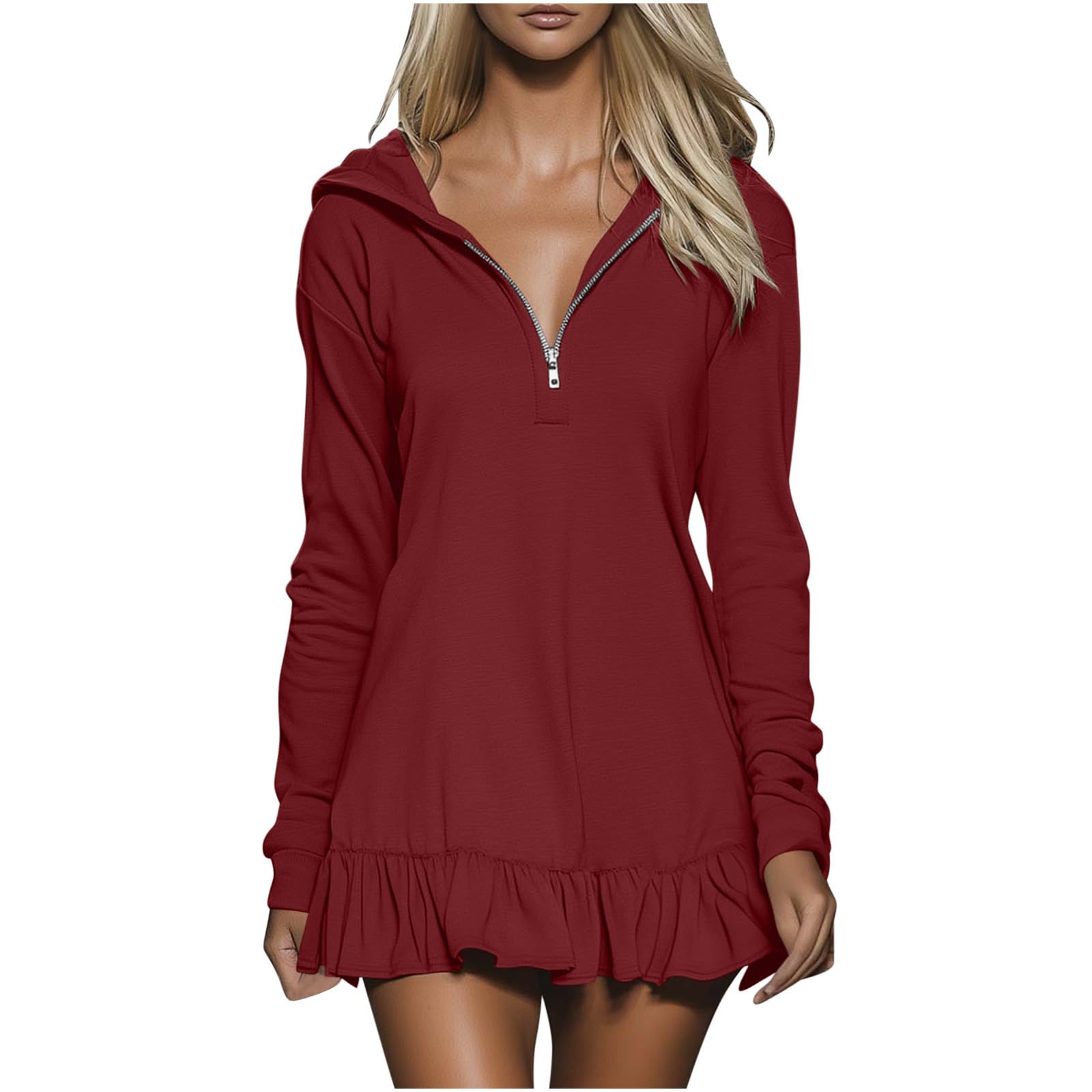 Ladies Color Casual Loose Fashion Elegant Long Sleeved Dress L чёрный