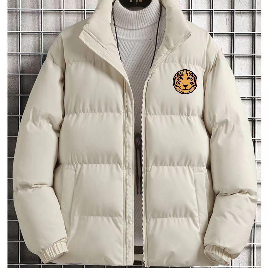 

Men s Hong Kong Style Quilted Cotton Jacket: Thickened for Warmth, Cold Resistant, Stand Collar, Perfect for Autumn and Winter. 3XL