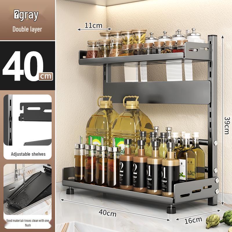Multi-layer Kitchen Utensil Organizer: Knife Holder & Condiment Rack