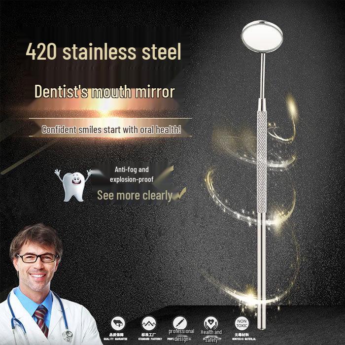 Stainless Steel Dental Tool Set with Tweezers, Mirror, and Probe for Dentists