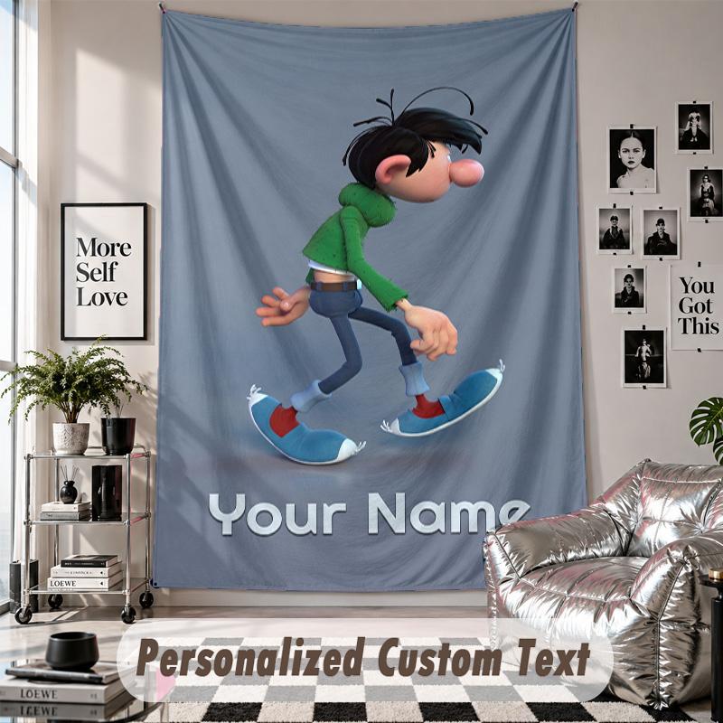 Custom Tapestry Wall Hanging, Gaston Lagaffe Personalized Name Text Home Wall Decor