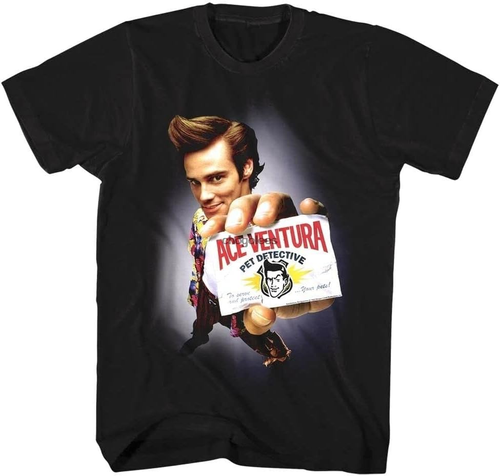 Ace Ventura Pet Detective Movie Poster Mens T Shirt Jim Carrey Calling Card Top L чёрный