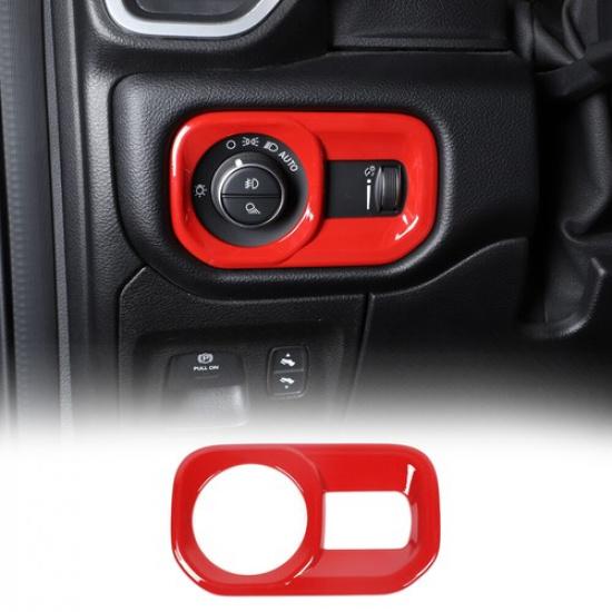 Red Headlight Switch Button Frame Trim Decor Cover Fit For Dodge Ram 1500 2018+