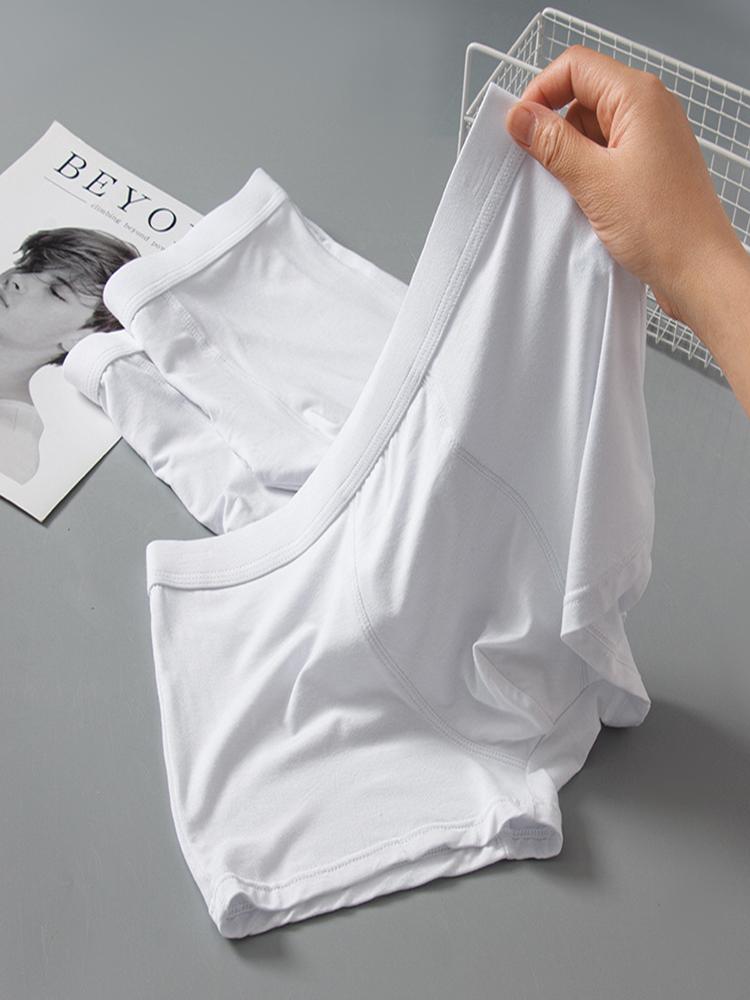 Big Size Men's Underwear Bamboo Fiber Panties Boxer Briefs Modal Underpants Boy Undies White Undershorts Solid Color Knickers Trunks L XL 2XL 3XL 4XL