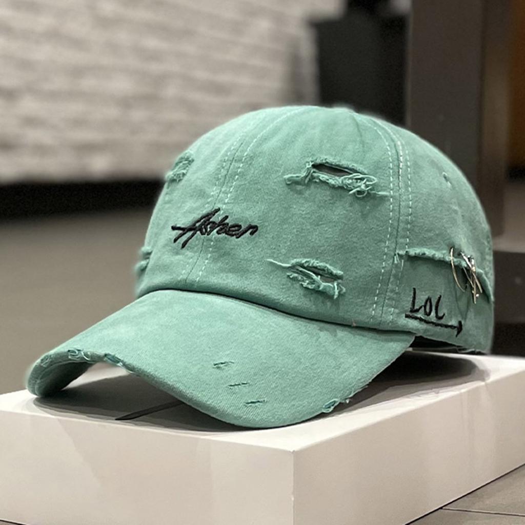 Unisex Embroidered Perforated Iron Ring Baseball Cap Spring Autumn Outdoor Adjustable Sunscreen Hat