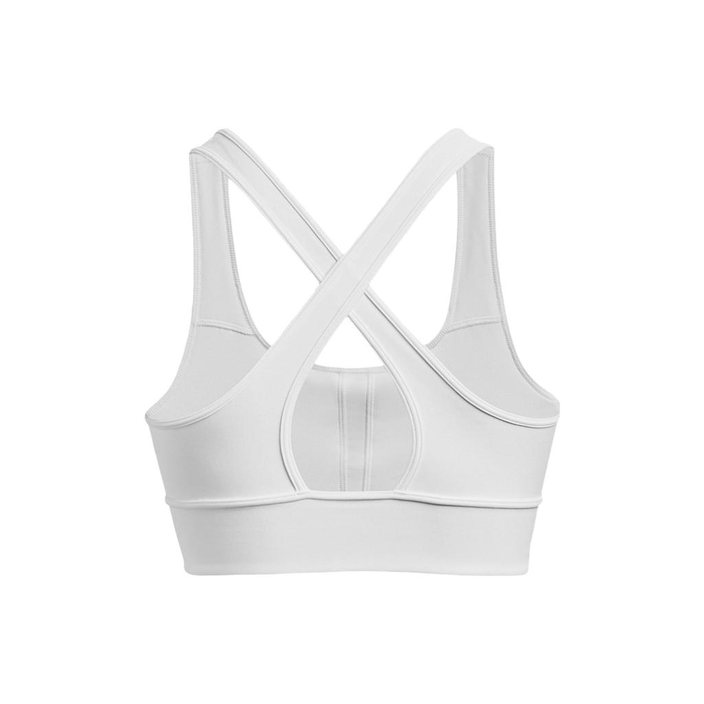 Under Armour Round Neck Solid Color Logo Print Sports Medium Support Bra Women Bras White 1377916-100