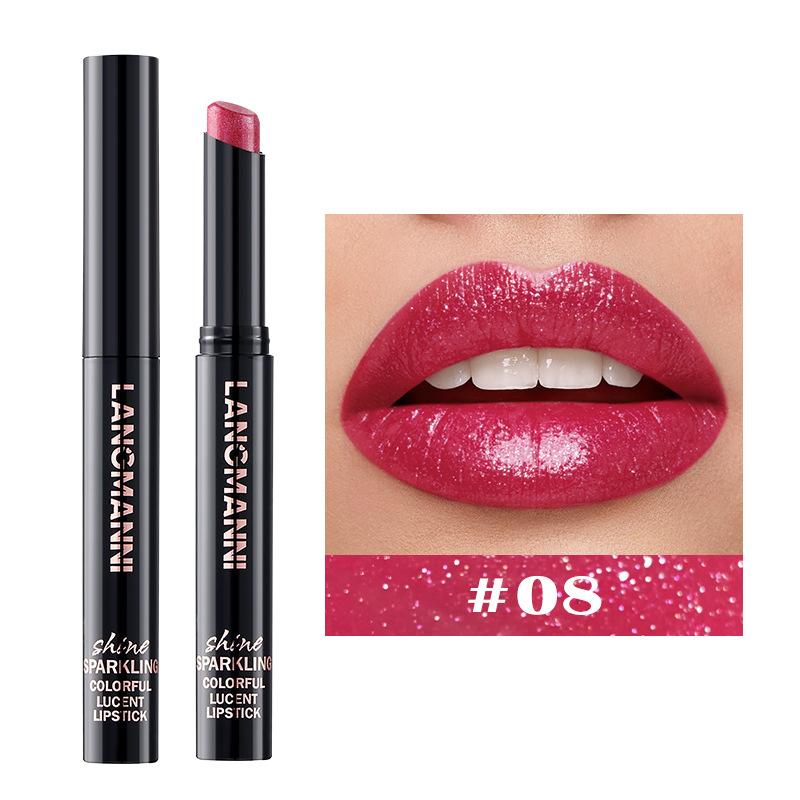 Lippenstift in 10 Farben, Perlenglitzer-Lippenstift, feuchtigkeitsspendender, nackter Lipgloss, hochpigmentiert, langanhaltend, antihaftbeschichteter Becher, samtiger Lipgloss, Geschenk zu Weihnachten