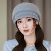 Podzimní a zimní tlustá čepice Dámská jednobarevná stovka s pletenou vlněnou čepicí Zesílená teplá vlněná baret Pletená sametová čepice