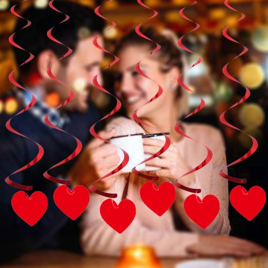 6 Teile/satz Gut aussehende Herz Szene Layout Ornamente Reflektierende Dekorative Wiederverwendbare Valentinstag Ornamente für Party
