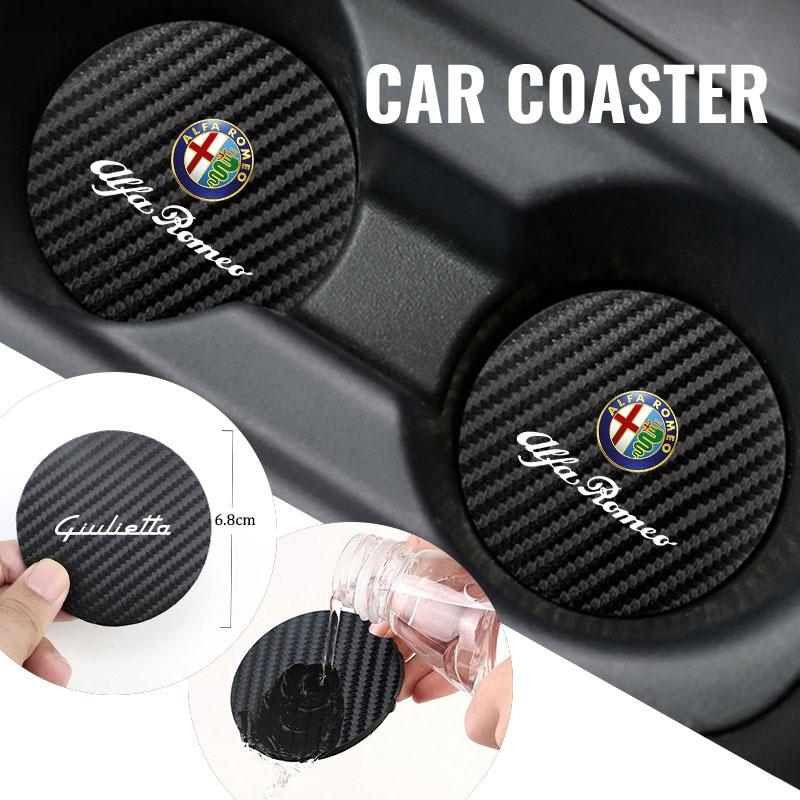 Car Coaster Water Cup Bottle Holder Anti-slip Pad Mat Silica Pad For Alfa Romeo GT Stelvio F1 Brera Volante Tonale Gloria Discoxya563