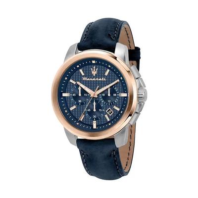 Successo Chronograph Leather Strap Blue Dial Quartz R8871621015 Men's Watch