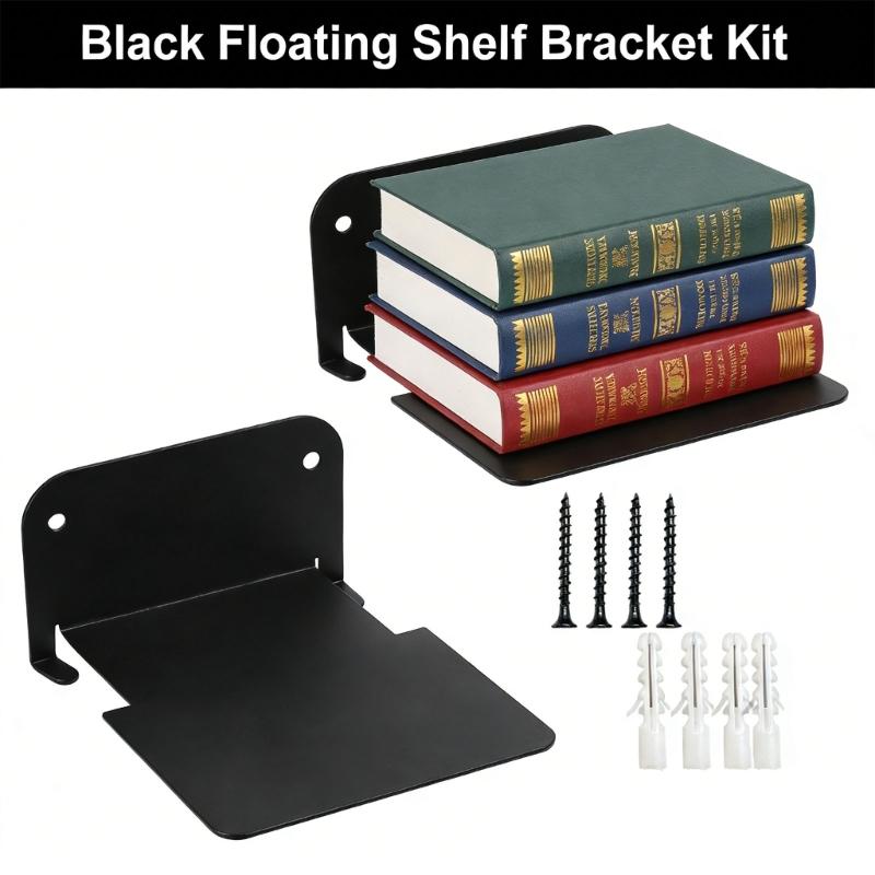 Minimalists Black Metal Floating Shelf Ideal Stylish Home Decoration Storage Solution