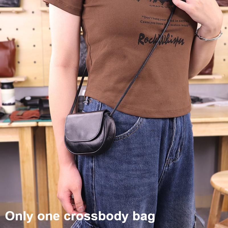 1pcs Vintage Genuine Leather Crossbody Bag Mini Purse Cute Card & Coin Pouch for Daily Use