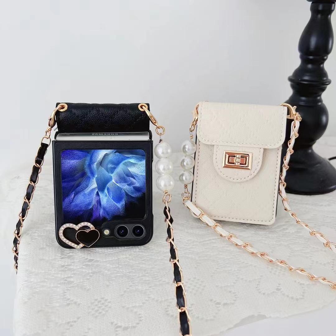 

Кожаный кошелек через плечо с 3D сердечком и решеткой для Samsung Galaxy Z Flip 3 4 5 Z Fold 3 4 5G Fold3 Fold4 Роскошное металлическое ожерелье, шнур, чехол для ремня