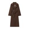 Womens Winter Wool Blend Double-Breasted Trench Coat Longline Classic British Style Streetwear Outerwear