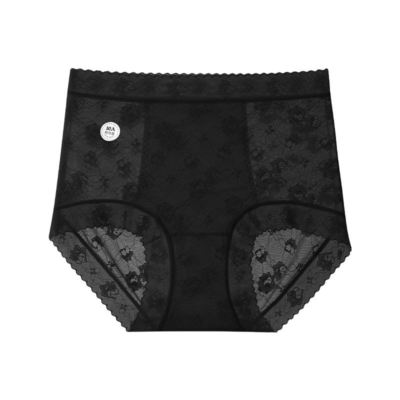Große Größe Damen Sommer Spitze Erweiterter Schritt Nicht Abzeichnend Antibakteriell Hohe Taille Bauch Dreieck Slips
