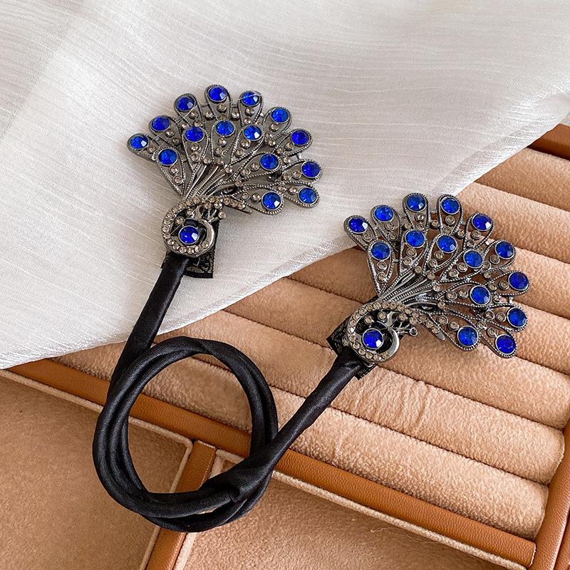 Pearl Peacock High-End Headbands Updo For Women Girls Party Meatball Head Hair Accessories