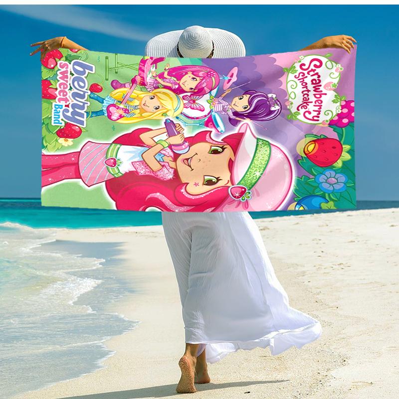 1pc Strawberry Princess3 Beach Towel, Comfortable and Thick, and Swimming/Bath/Picnic/Camping Towel, Suitable for Seaside Beaches