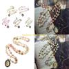 F26C Vintage Hollowed Out Rose Heart Beads Rosary Necklace Christian Prayer Fashion Jewelry Accessories for Stylish Women Men