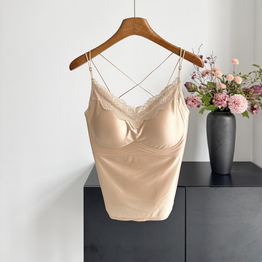 Versatile Lace Satin V-Neck Camisole Bra – Spring/Summer