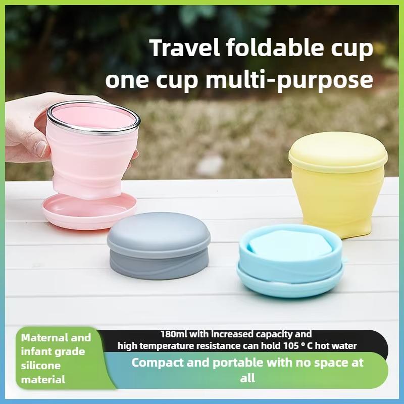 Faltbarer Wasserbecher 180ml für Reisen und Geschäftsreisen Tragbare Silikon-Campingtasse Lebensmittelqualität Outdoor-Trinkbecher