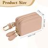 Genuine Leather Car Bike Key Universal Car Bike Key Double Layer Zipper Key Case Pink [uxcell] Case, Holder, Bag, Unisex,