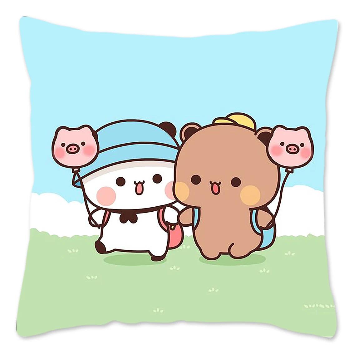 

Кавайная наволочка с пандой, украшение для дома, полиэстеровая наволочка для диванной подушки, Bubu и Dudu, Housse De Coussin 16x16in 40x40cm