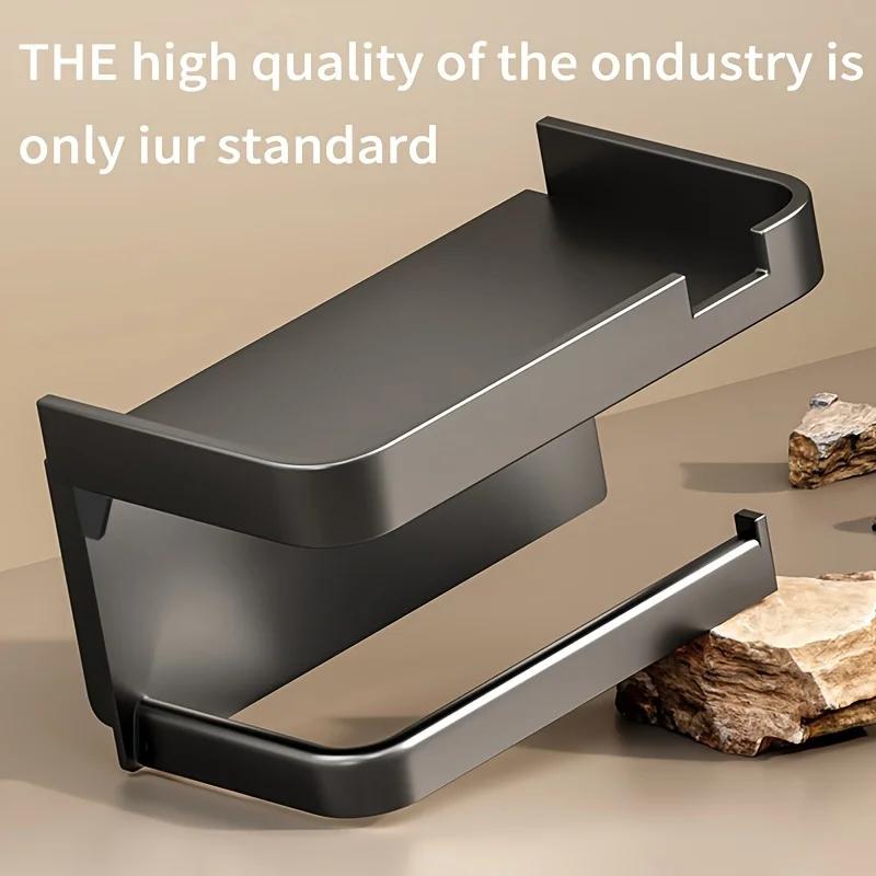 Punch-free Toilet Tissue Box Toilet Draw Paper Roll Paper Holder Toilet Paper Shelf Wall Mounted Paper Holder With Phone Holder