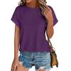 Women's Fashion Solid Color Round Neck Loose Short Sleeved Pullover T-shirt Top