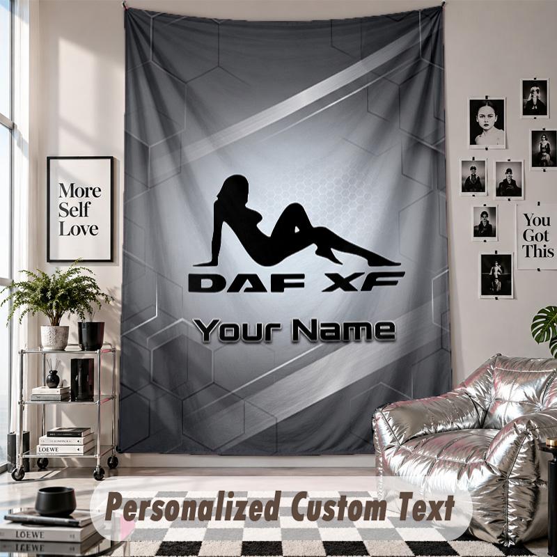Wall Hanging Tapestry With Custom Name & Text, DAF Decorative Tapestry For Bedroom
