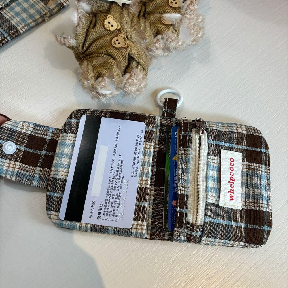 Korean Style Mini Cash Wallet Canvas Cloth Envelope Wallets Simple Retro Plaid Coin Purse  Outdoor