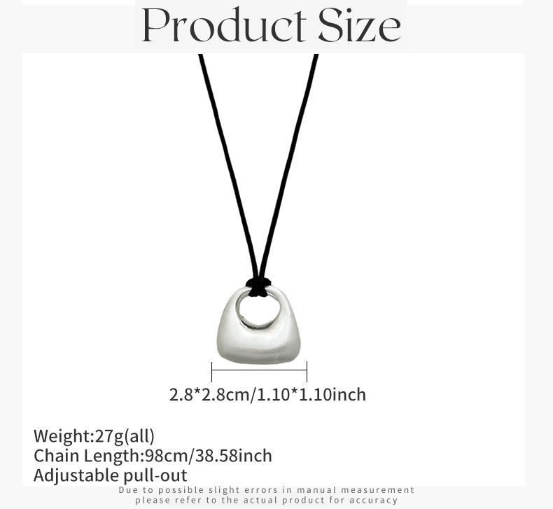 Minimalist Silver Pendant Necklace: Women's Adjustable Black Rope Sweater Chain