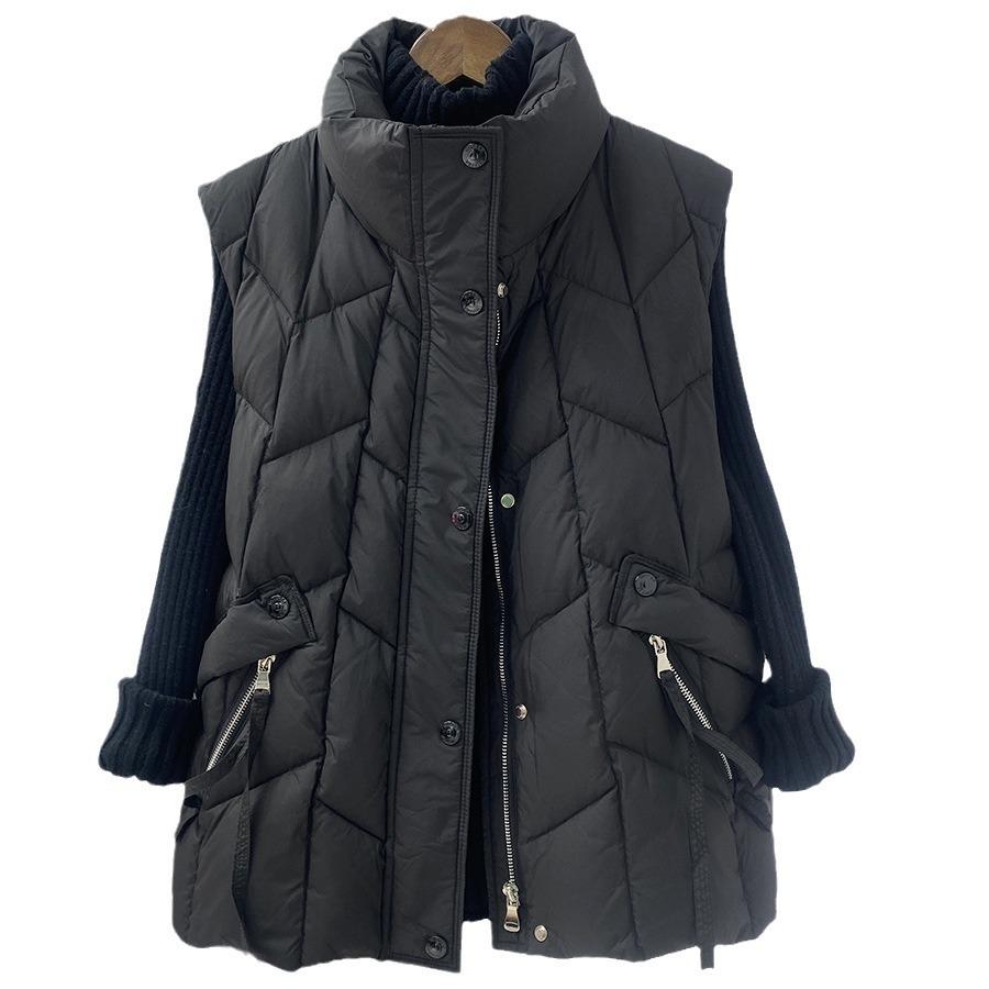 New products in autumn and winter 2024 are fashionable and loose, short stand-up collar down white duck down vest, and women's vest outside the vest.