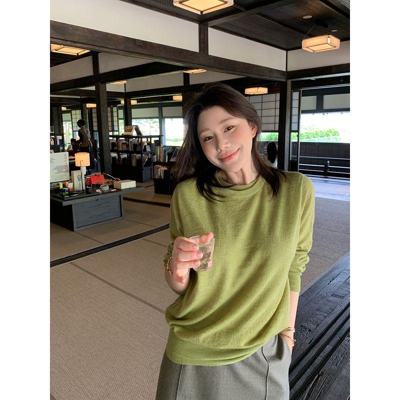 Lickysenior Early Spring Top Women 2025 Spring New Knit vest Long sleeves Shirt Versitile Fashion